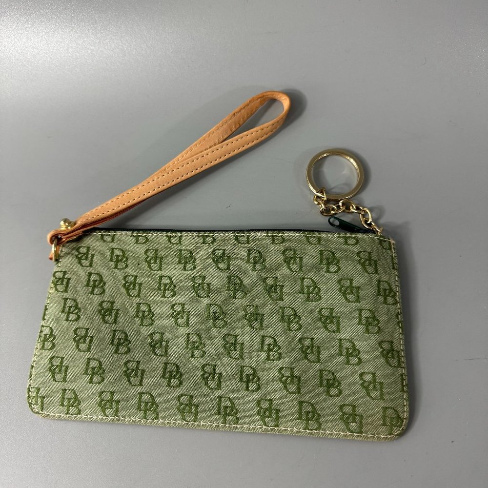 Dooney & Bourke Green Db Monogram Canvas Wristlet - image 1